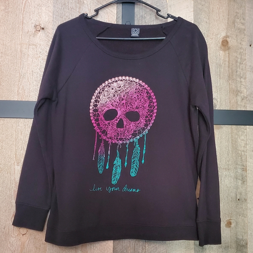 Live Your Dreams Dreamcatcher Skull Sweatshirt